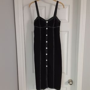 Urban Outfitters Black Button Front Midi Dress